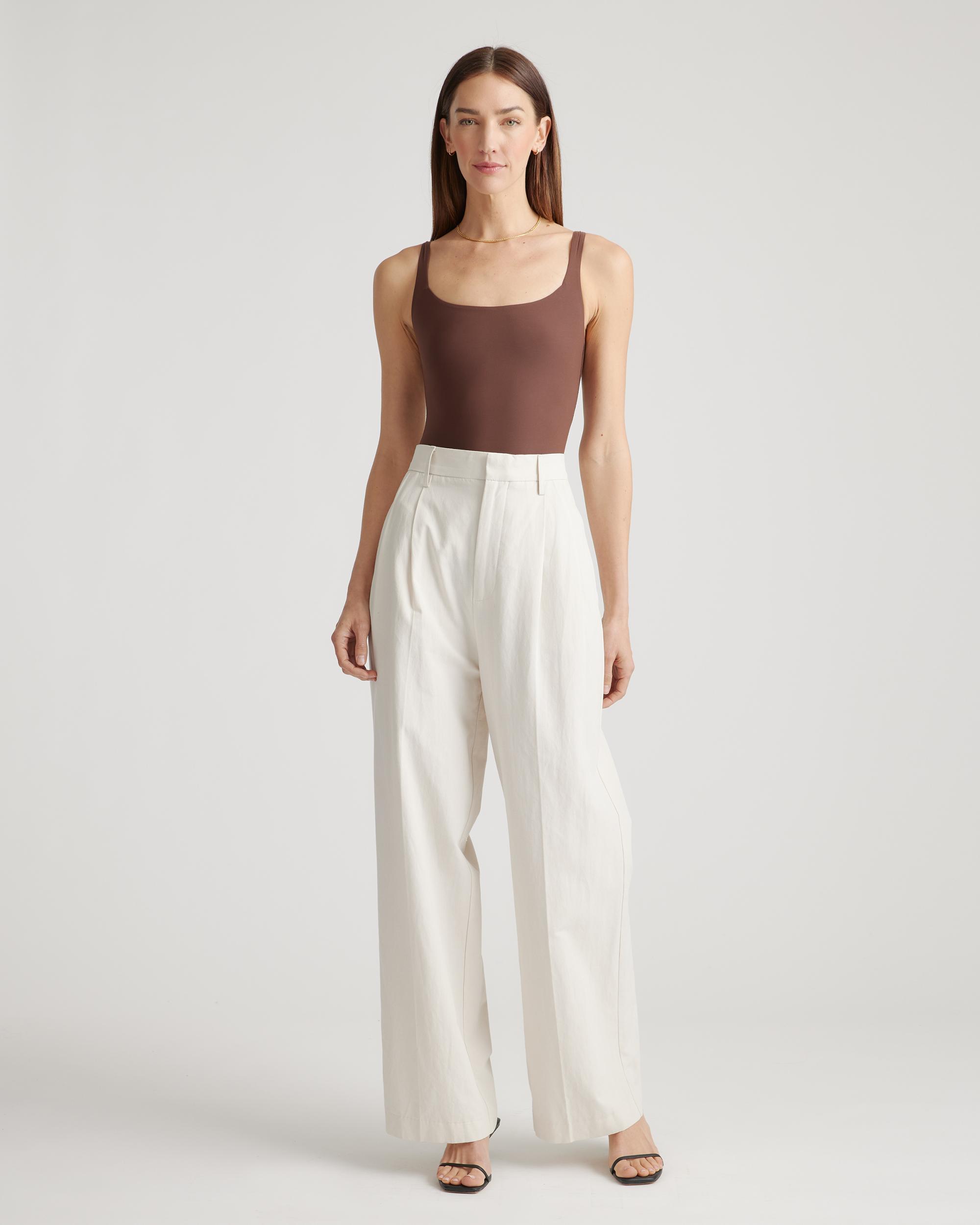 Quince | Women's Second Skin Square Neck Tank Top Bodysuit Nylon/Spandex Product Image