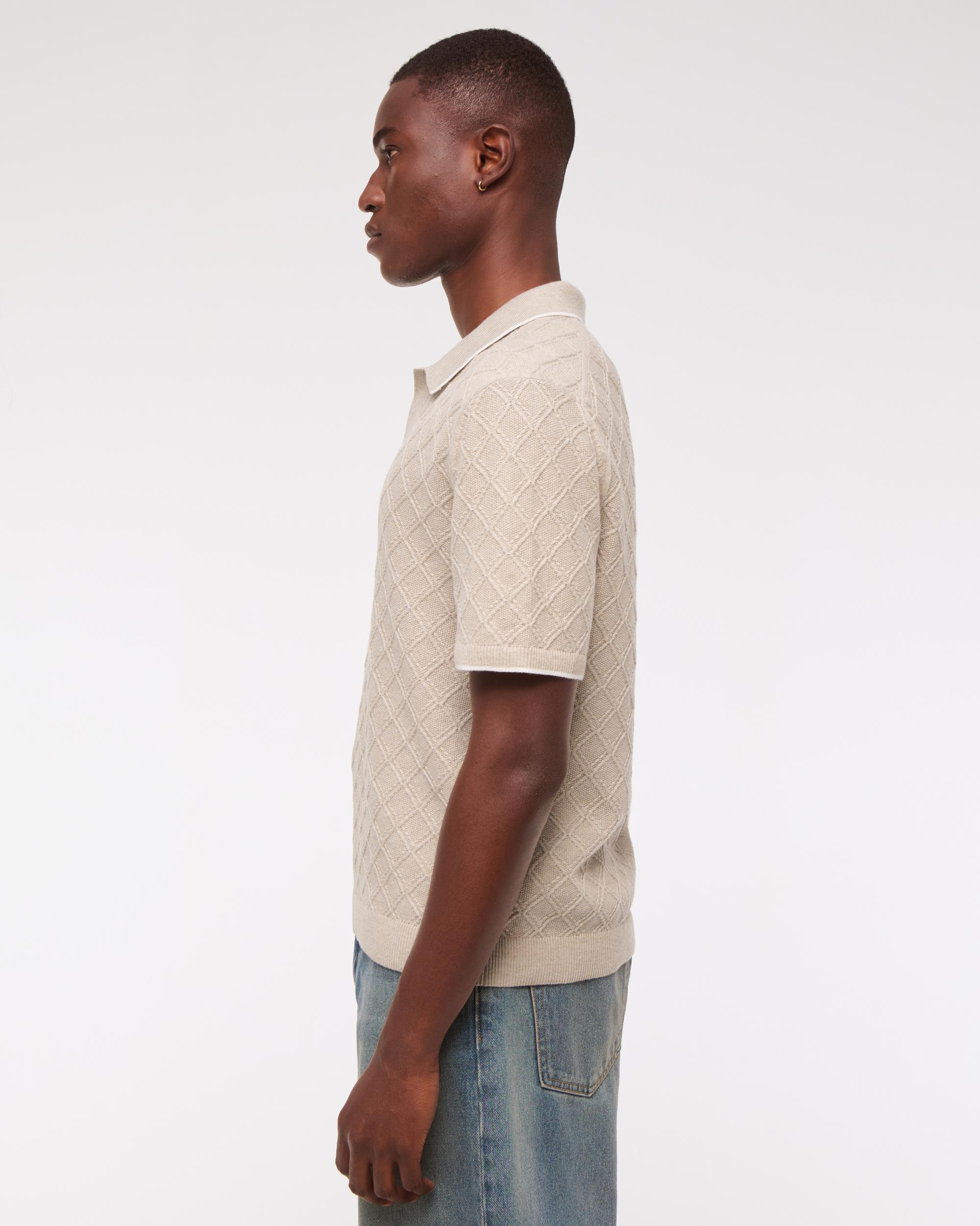 Preppy Tipped Johnny Collar Sweater Polo Product Image