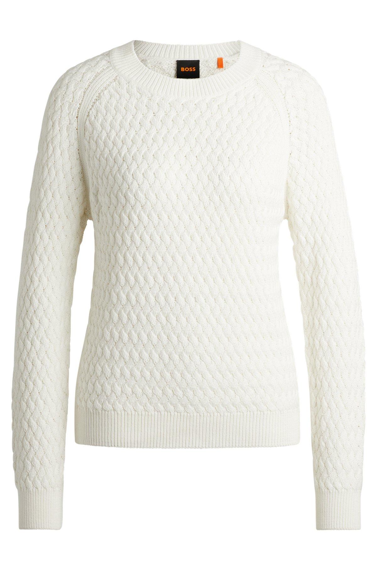 Cotton sweater with mixed structures Product Image