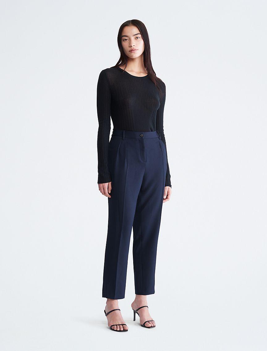 Pleated Ankle Length Tailored Pants Product Image