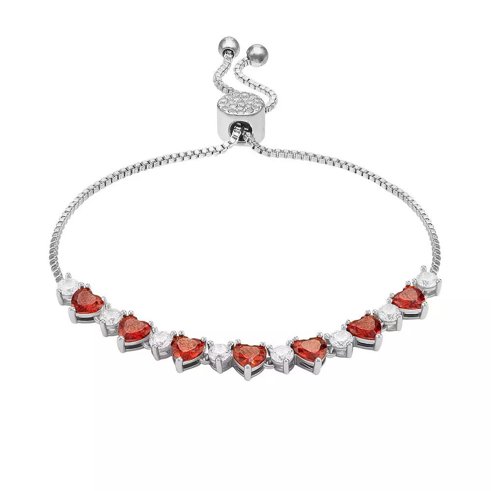 Brilliance Cubic Zirconia & Crystal Heart Bar Adjustable Bracelet, Women's, Gold Tone Team Product Image