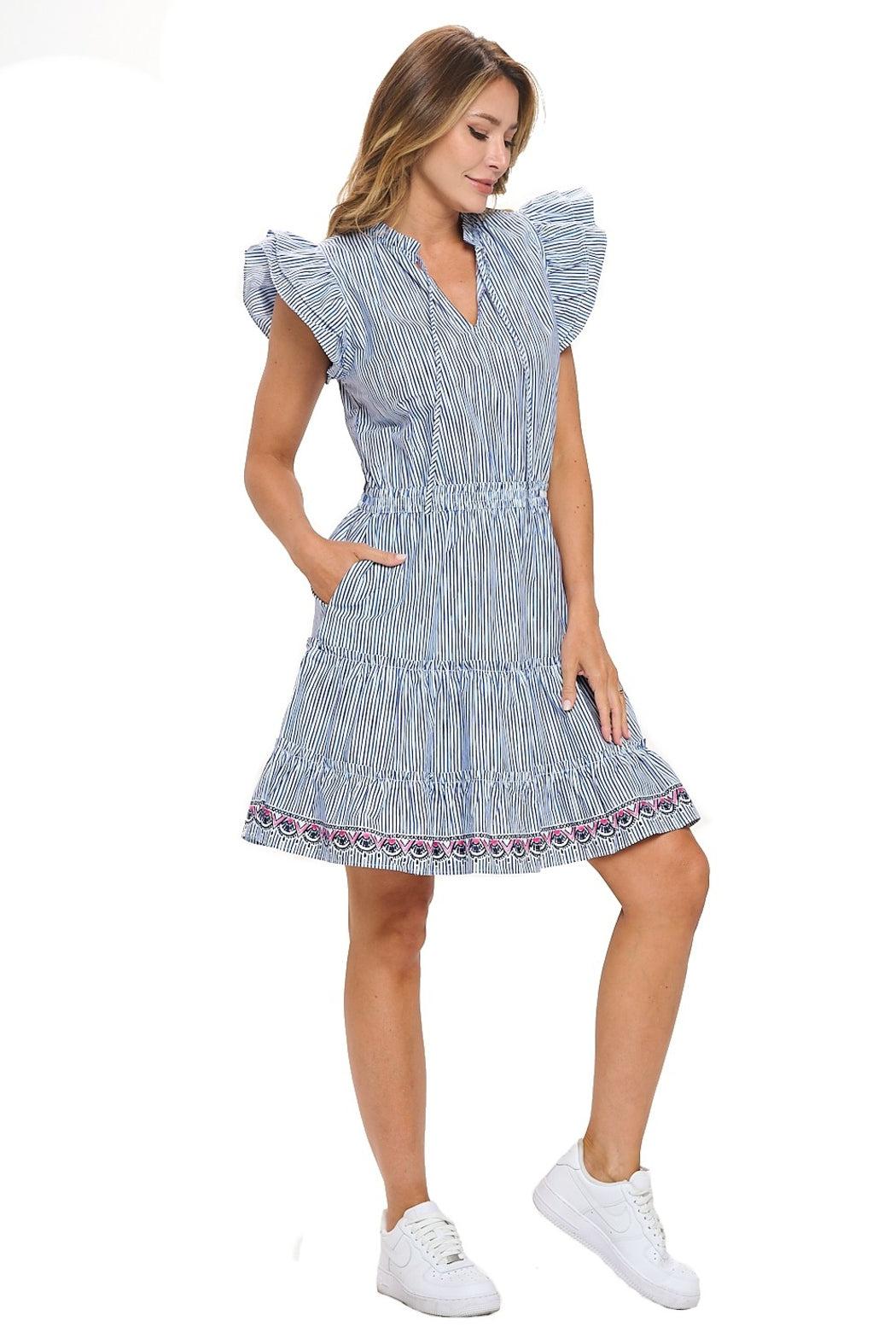 Navy Tiered Dress Product Image
