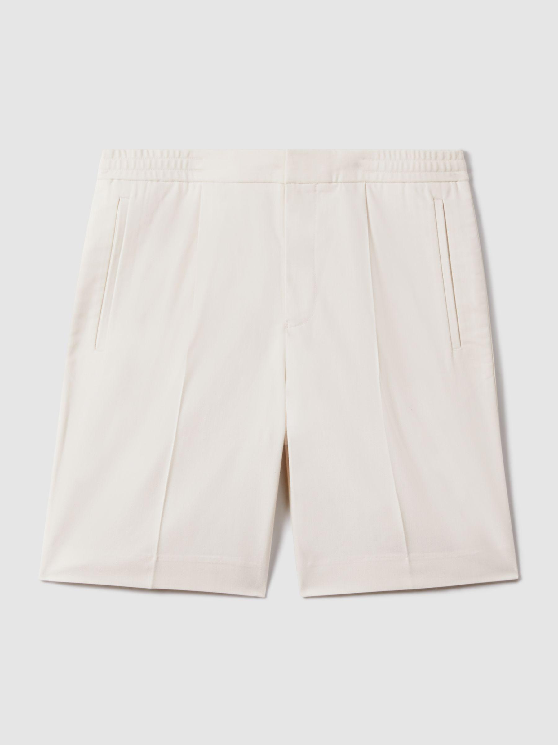 Relaxed Drawstring Shorts in White Product Image