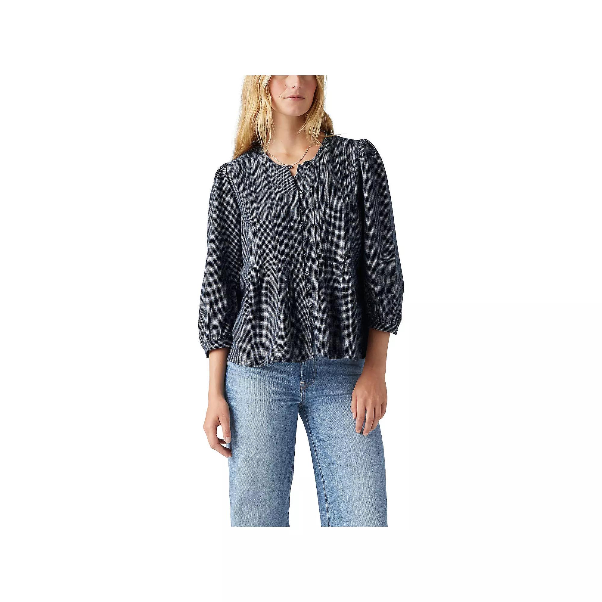 Women's Levi's® Gina Balloon Sleeve Blouse, Size: Medium, Liza Plaid Blue Blazer Product Image