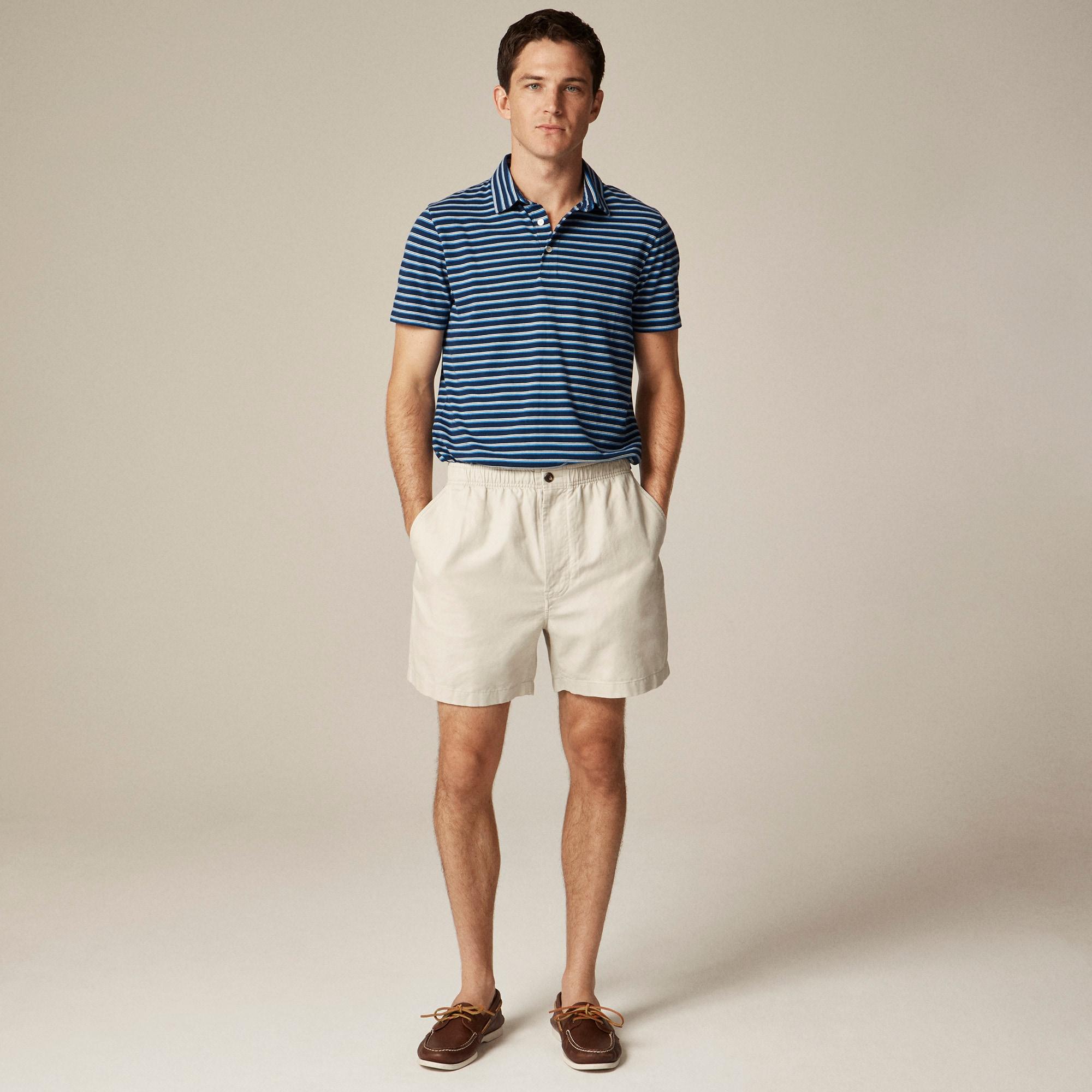 Sueded cotton polo shirt in stripe Product Image