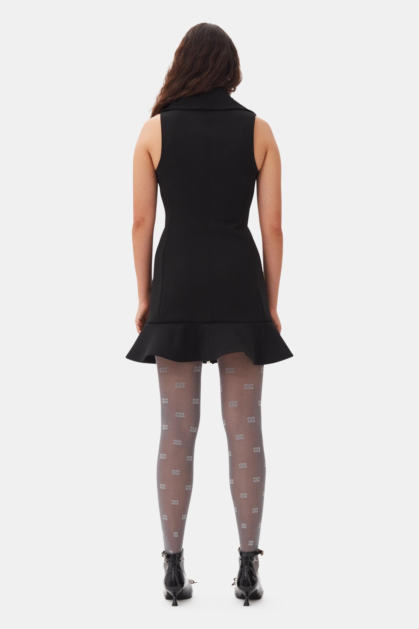 Black Bonded Crepe Mini Dress Product Image