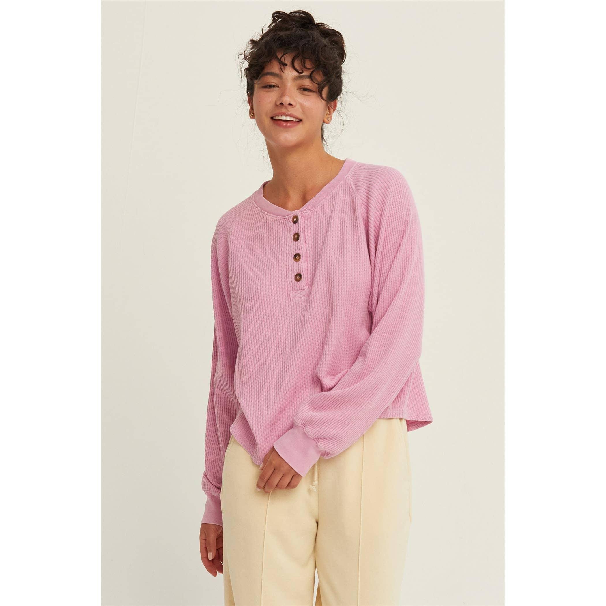 Henley Waffle Knit Top Product Image