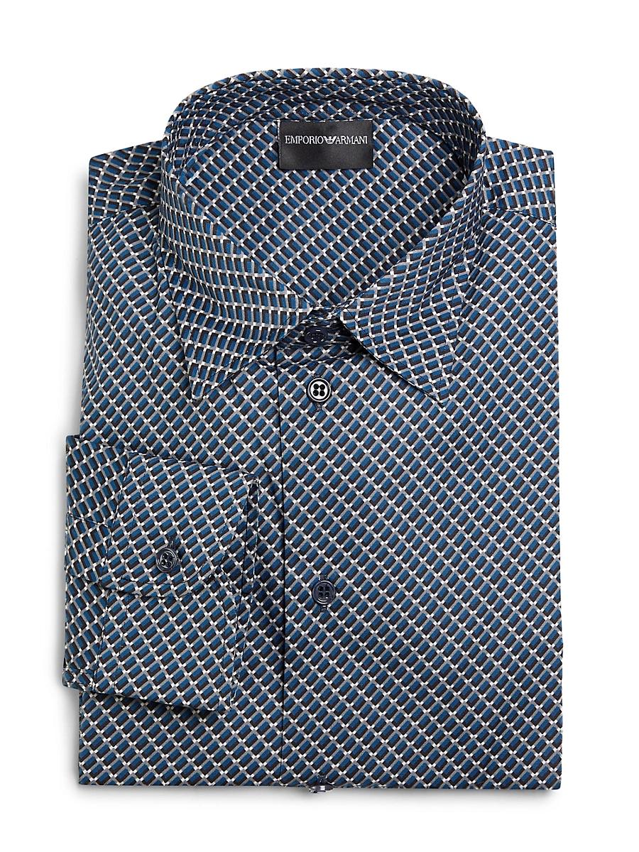 Men's Stretch Poplin Geometric Sport Shirt Product Image