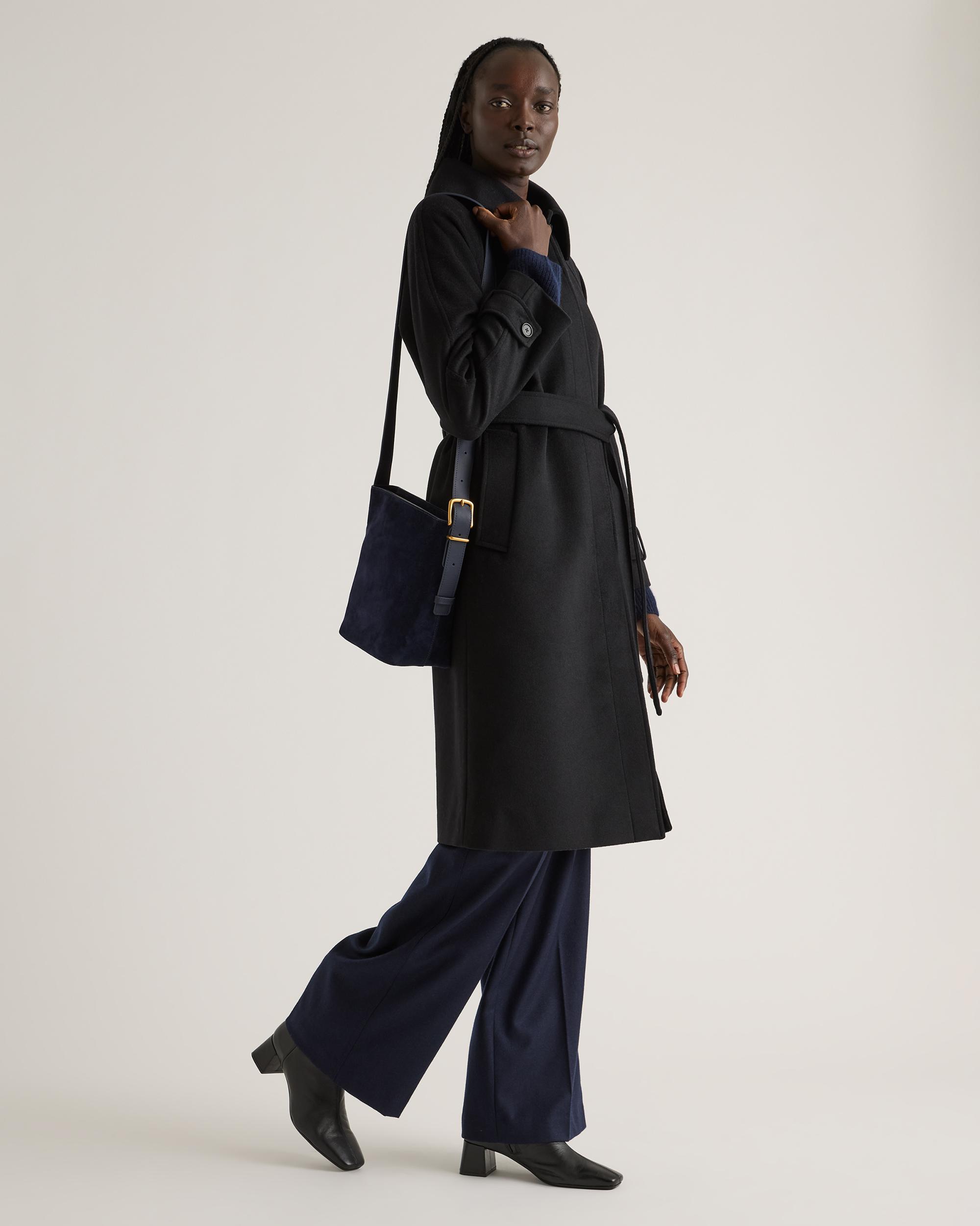 Quince | Women's Italian Wool Belted Point Collar Coat Size XL, Wool/Nylon Product Image