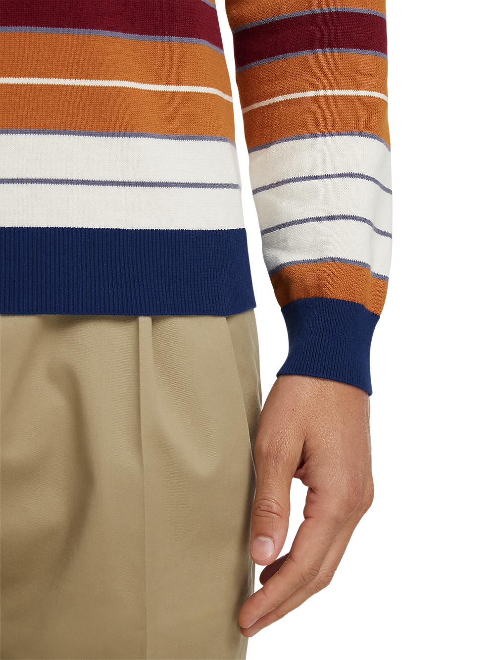 Cotton Quarter Zip Mock Neck Sweater - Multi Product Image