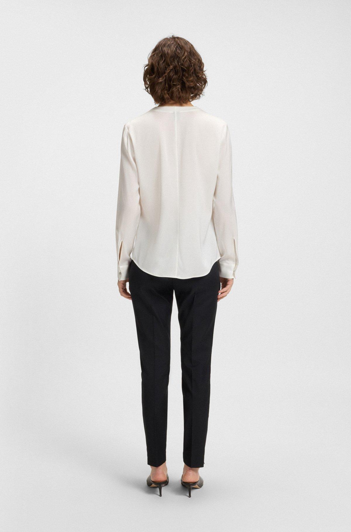 Ruched-neck blouse in stretch-silk crepe de Chine Product Image
