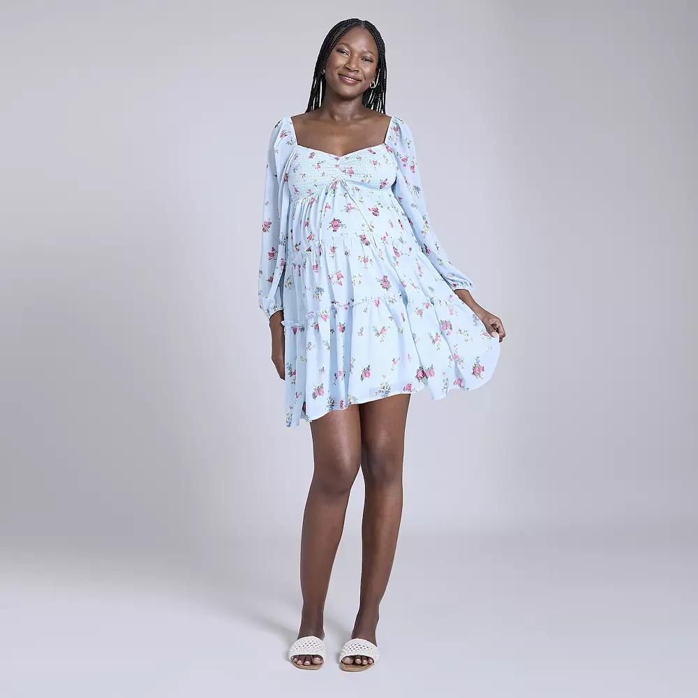 Maternity Motherhood® Long Sleeve Tie Tiered Dress, Women's,  Product Image