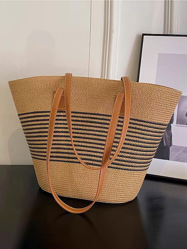 Split-Joint Woven Shoulder Bags Tote Bags Product Image