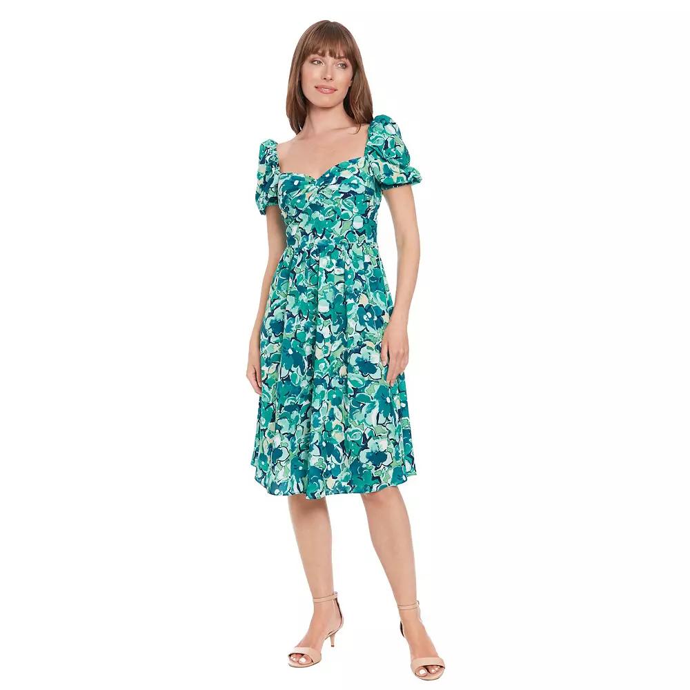 Women's London Times Twist Front Puff Sleeve Midi Dress, Size: 14, Blue Product Image