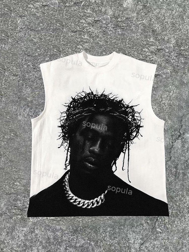 Sopula Men's Street Ts Print Cotton Sleeveless Tank Top Product Image