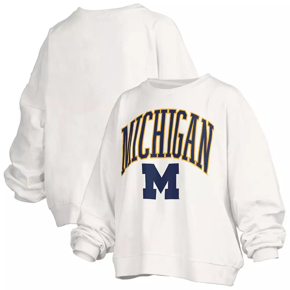 Women's Pressbox White Michigan Wolverines Janise Arch Over Logo Waist Length Over Product Image