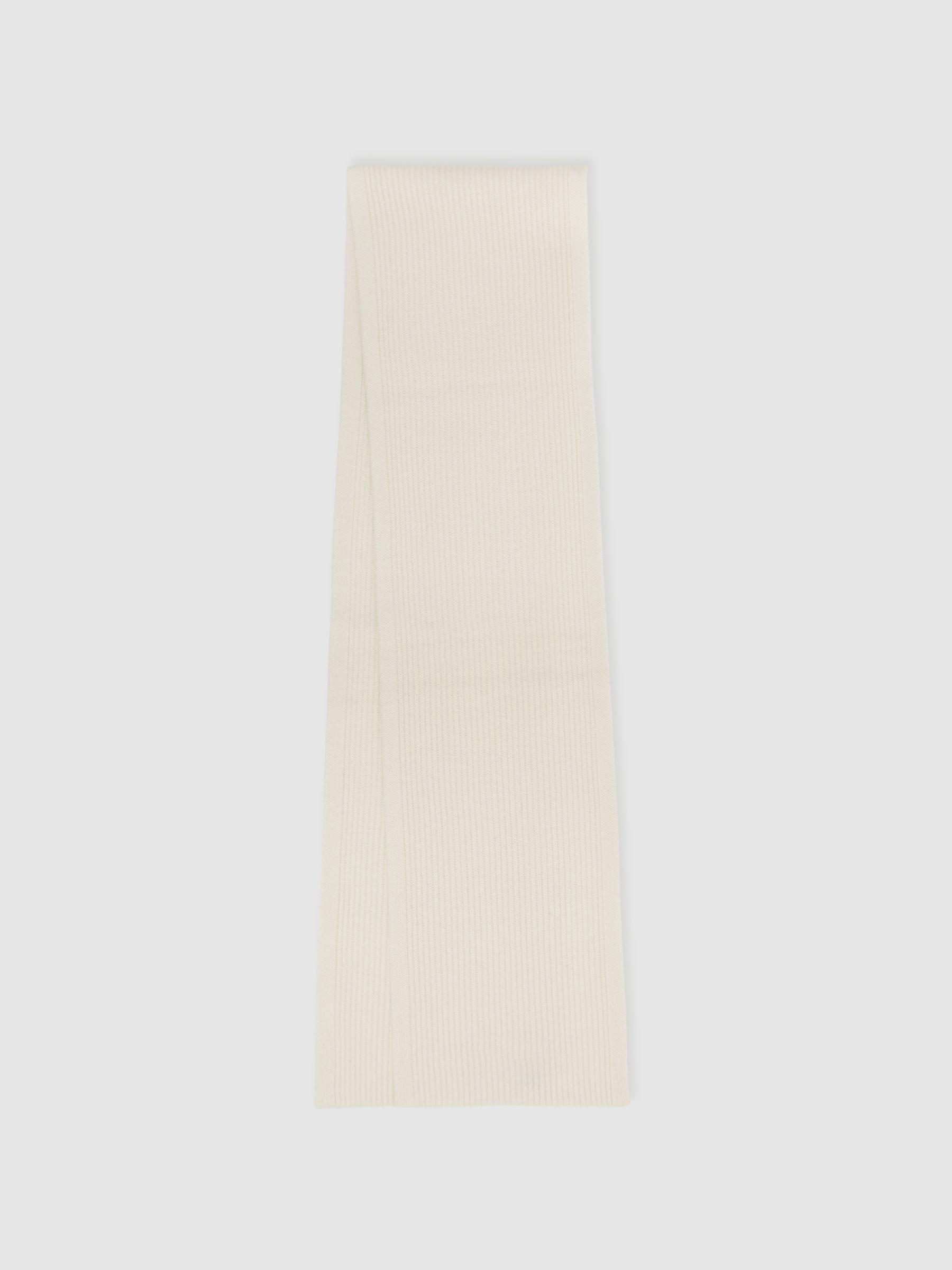 Merino Wool Ribbed Scarf And Beanie Set in Off White Product Image