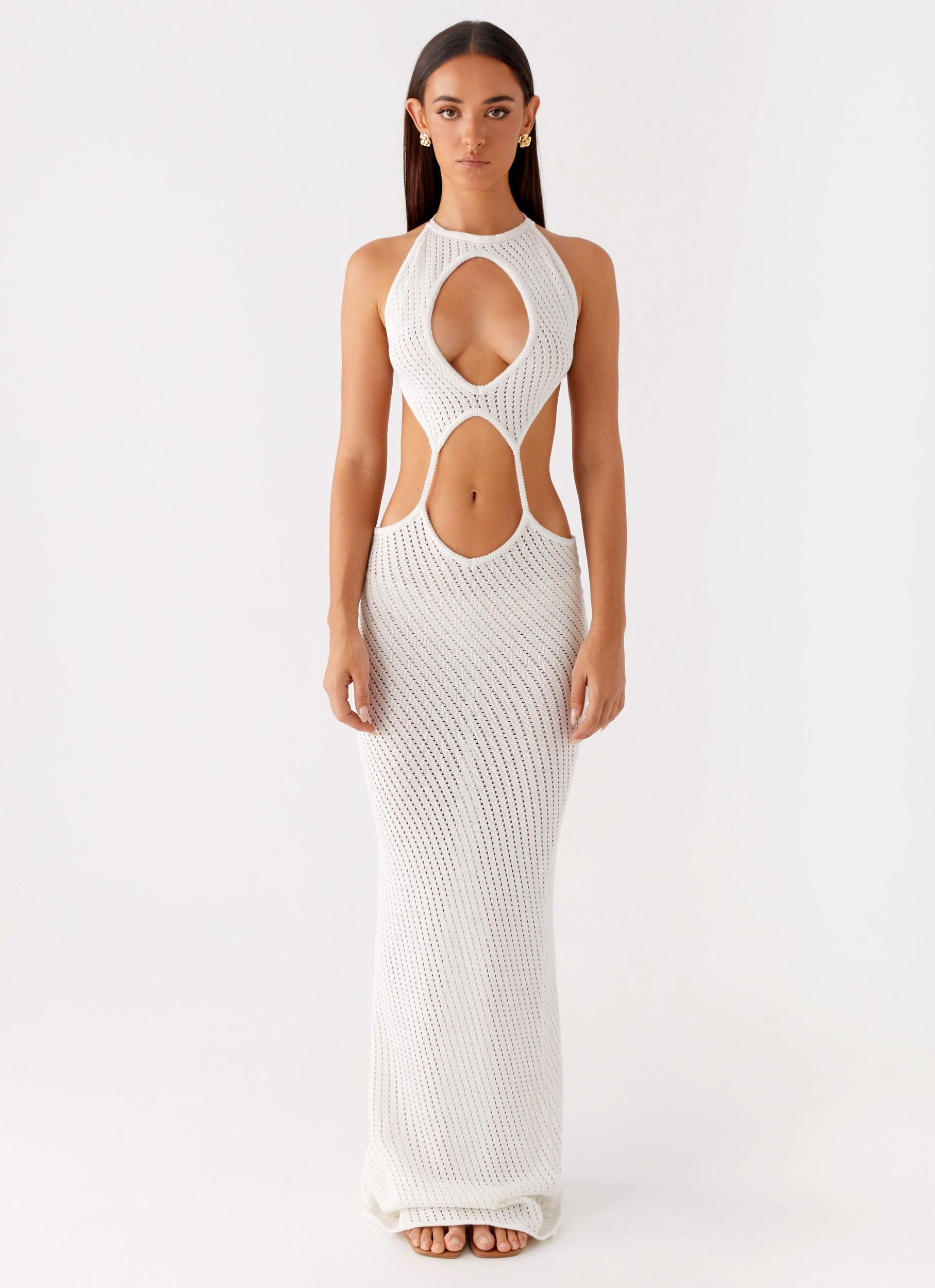Caicos Crochet Maxi Dress - White Product Image