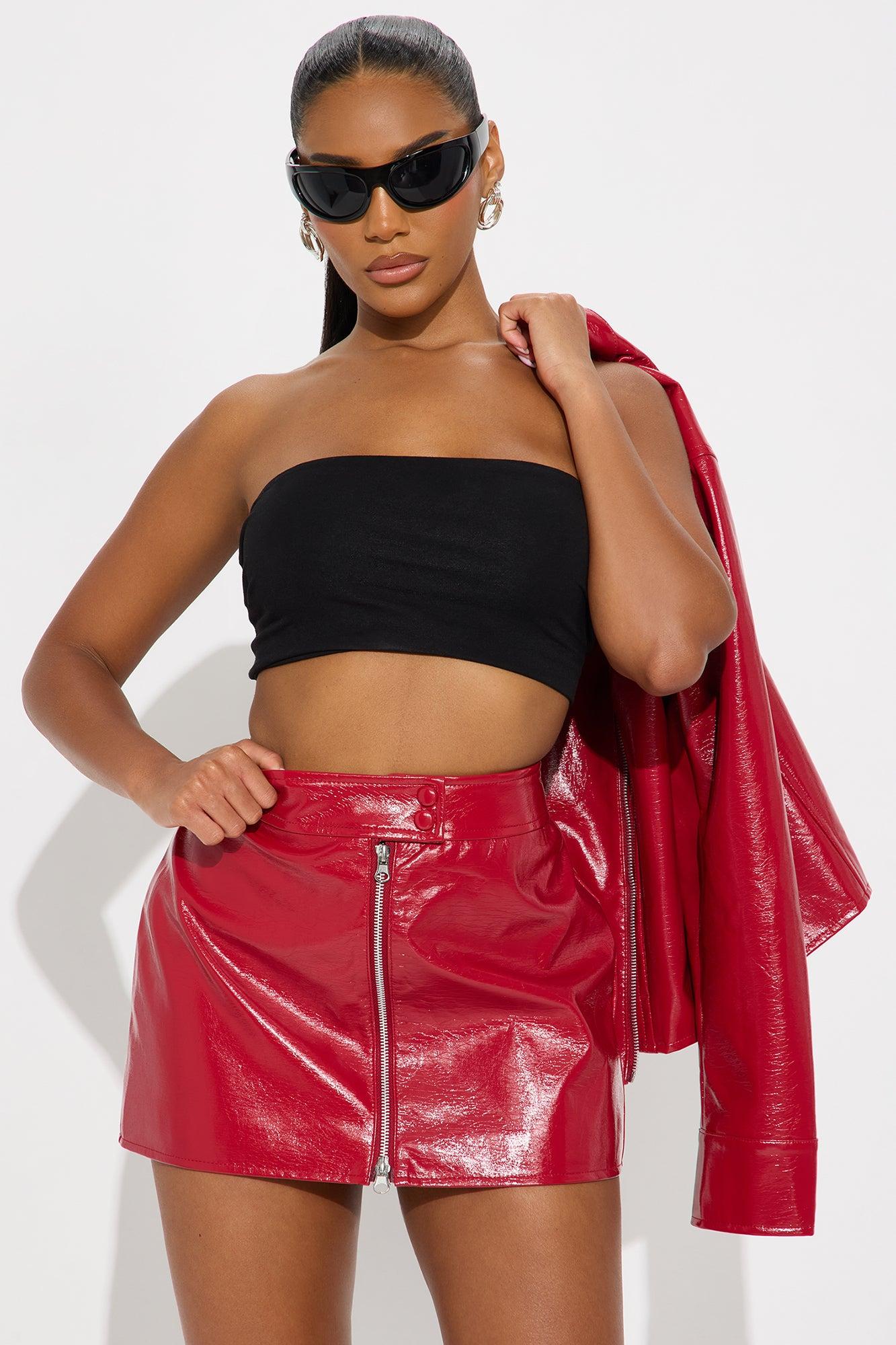 Tessa Faux Leather Mini Skirt - Red Female Product Image