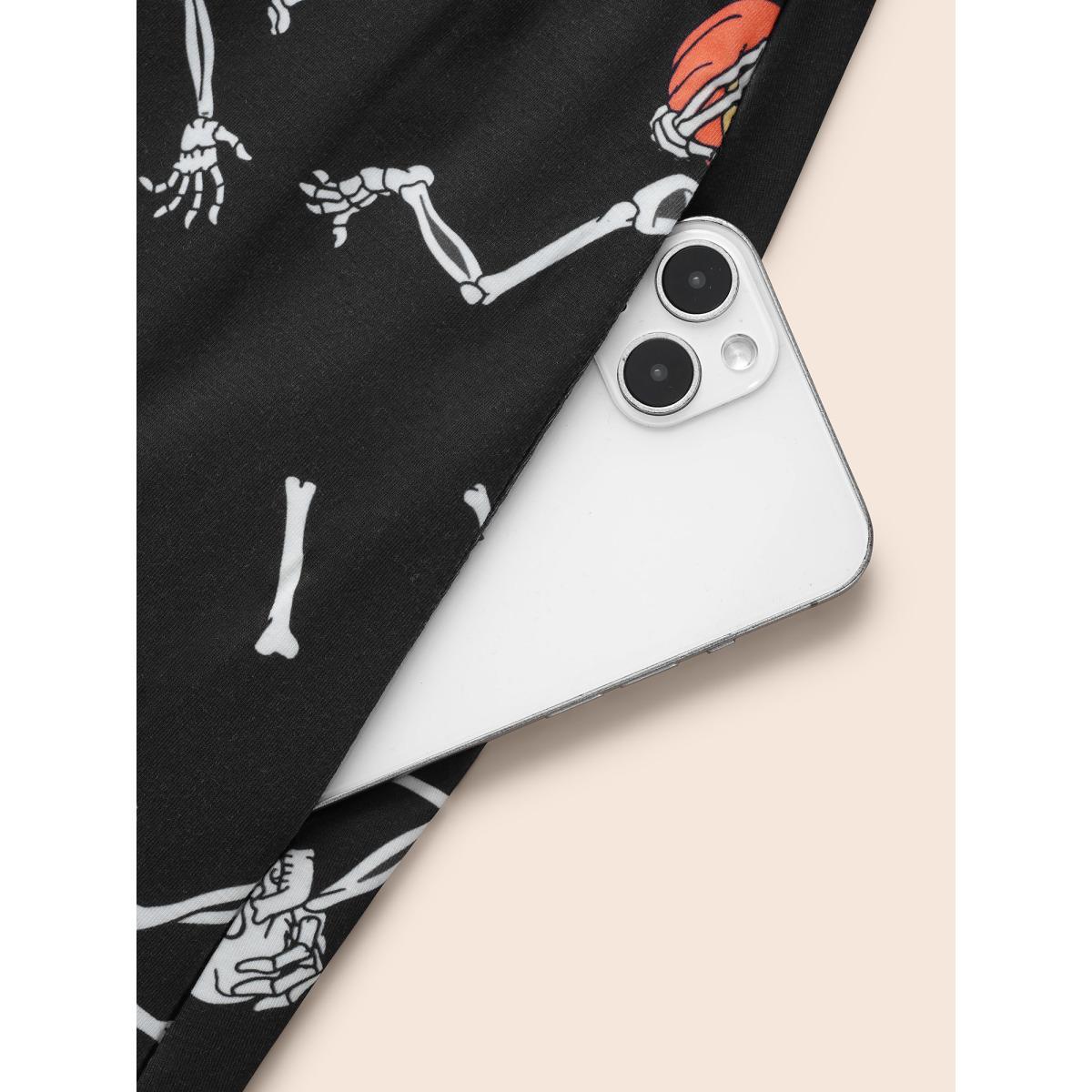 Plus Size Pumpkin Skeleton Elastic Waist Midi Dress Black Women Cocktail Non Party Curvy Bloomchic 10/M Product Image