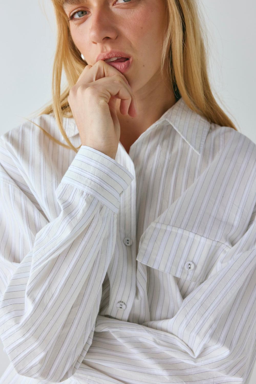 June Shirt Cream Stripe Product Image