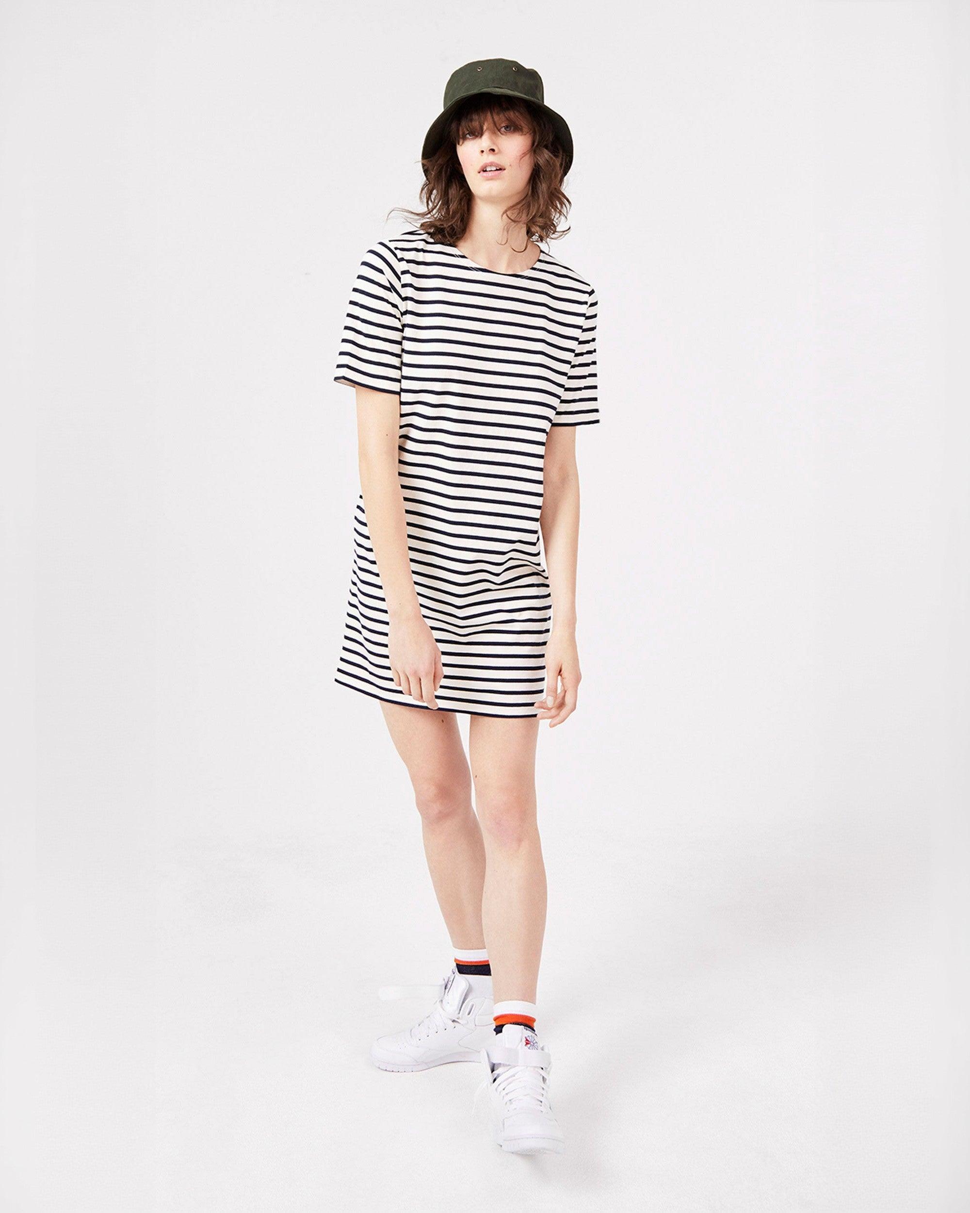 The Tee Dress - Cream/Navy Female Product Image
