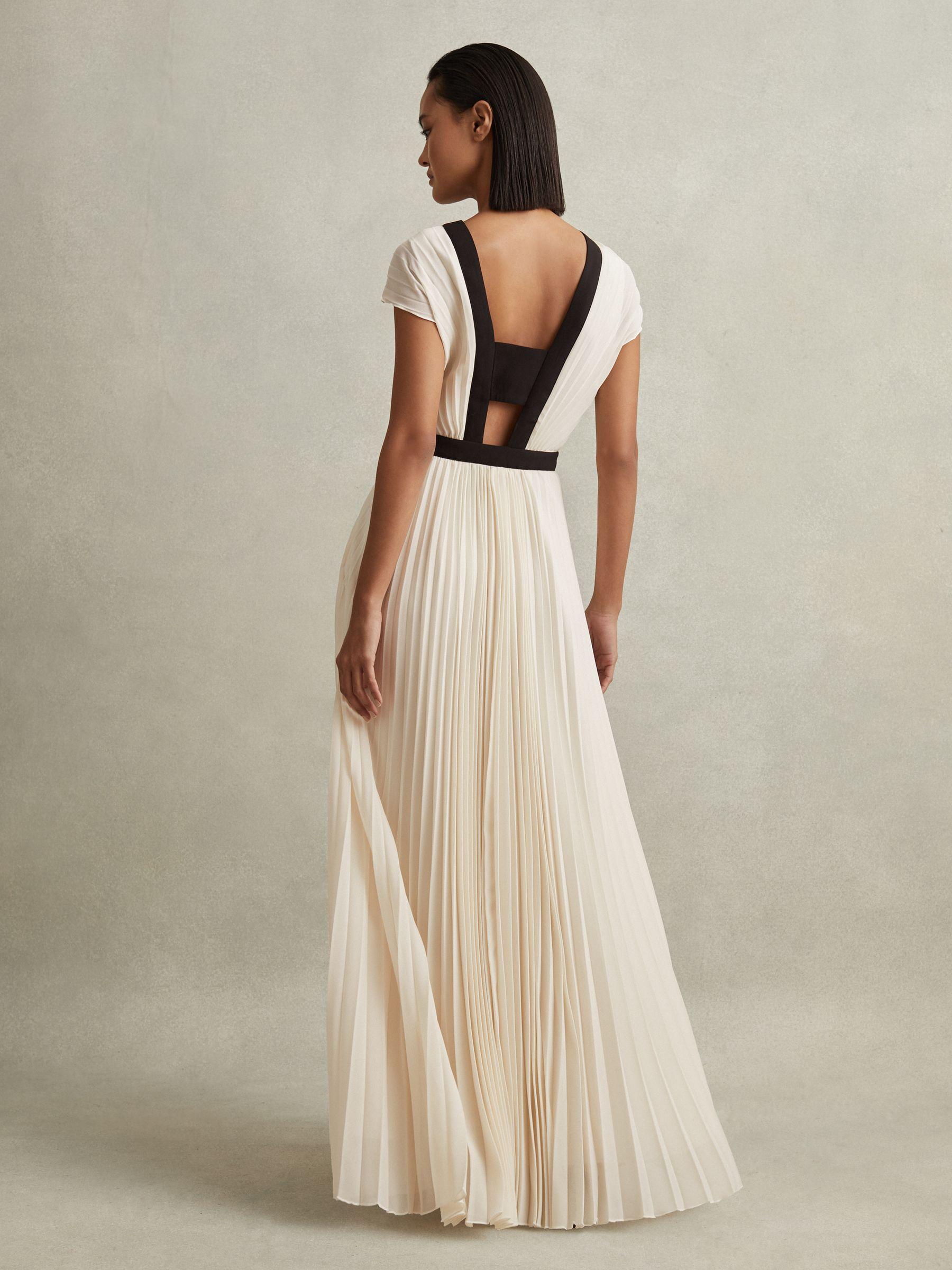 Pleated Maxi Dress in White Product Image