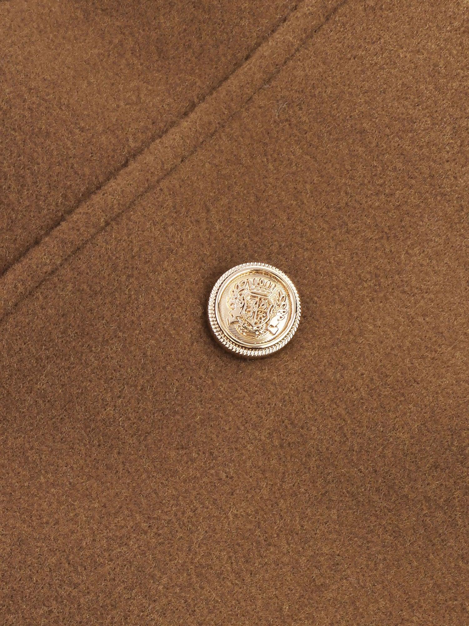 Detachable Fur Belted Cinched-Waist Coat Female Product Image