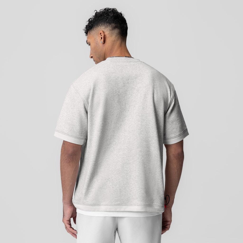 1026. Herringbone Terry Oversized Cinch Tee - Heather Grey Product Image