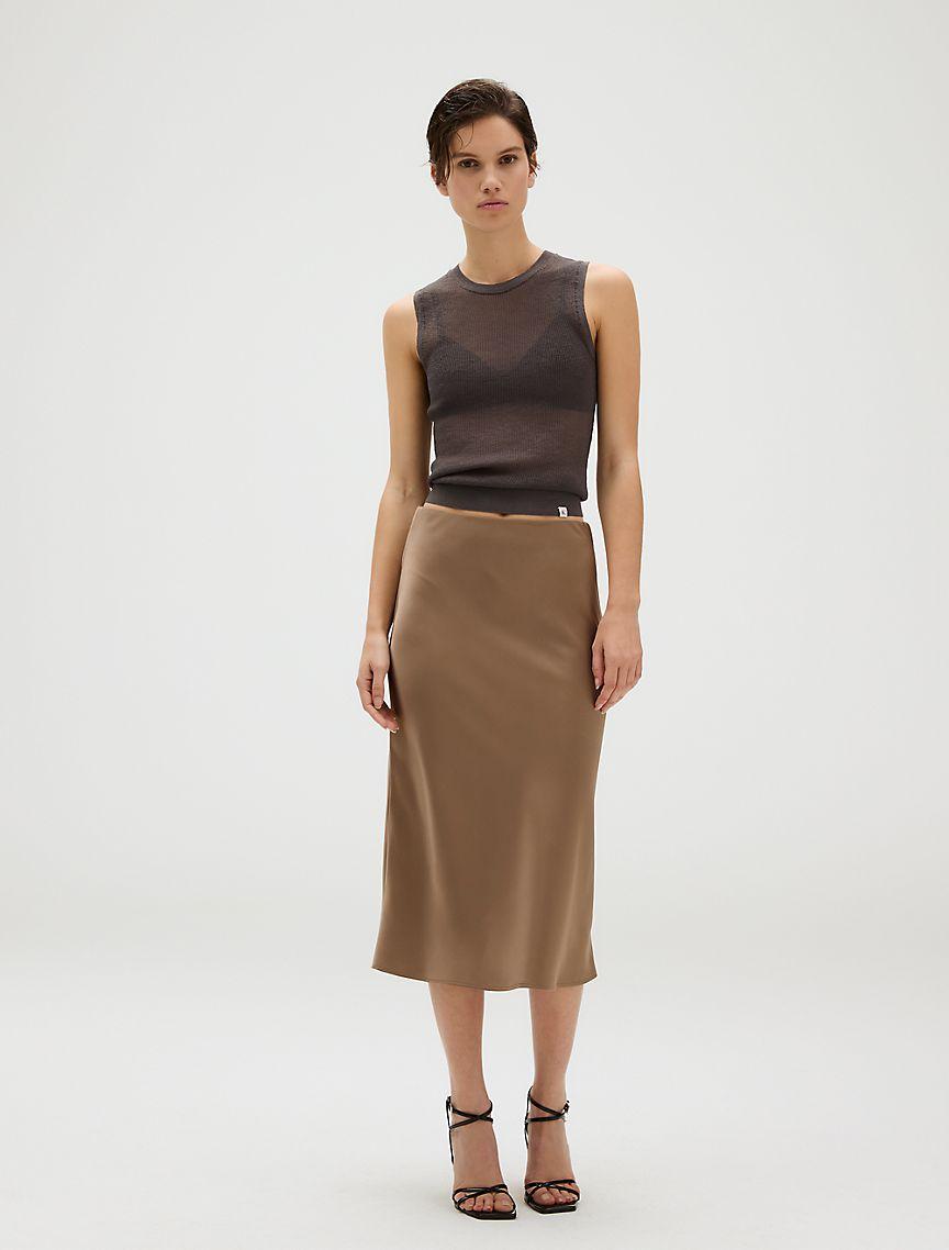 Matte Satin Midi Skirt Product Image
