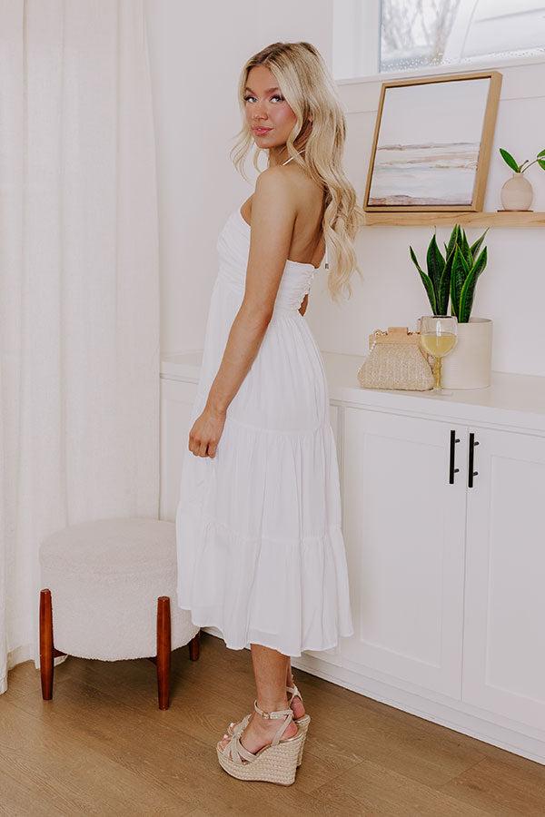 Coastal Views Halter Midi Dress in White Product Image