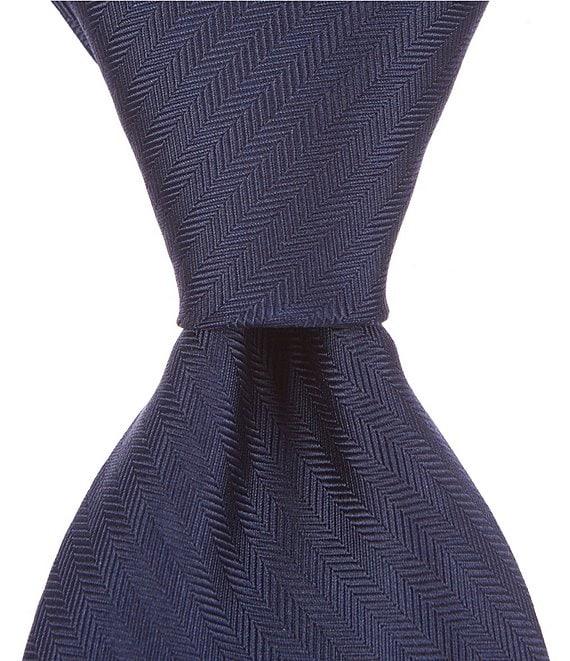 Roundtree & Yorke Big & Tall Herringbone Solid Traditional 3 3/8#double; Silk Tie Product Image