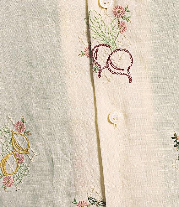 Murano From The Garden Collection Slim Fit Embroidered Short Sleeve Woven Camp Shirt Product Image