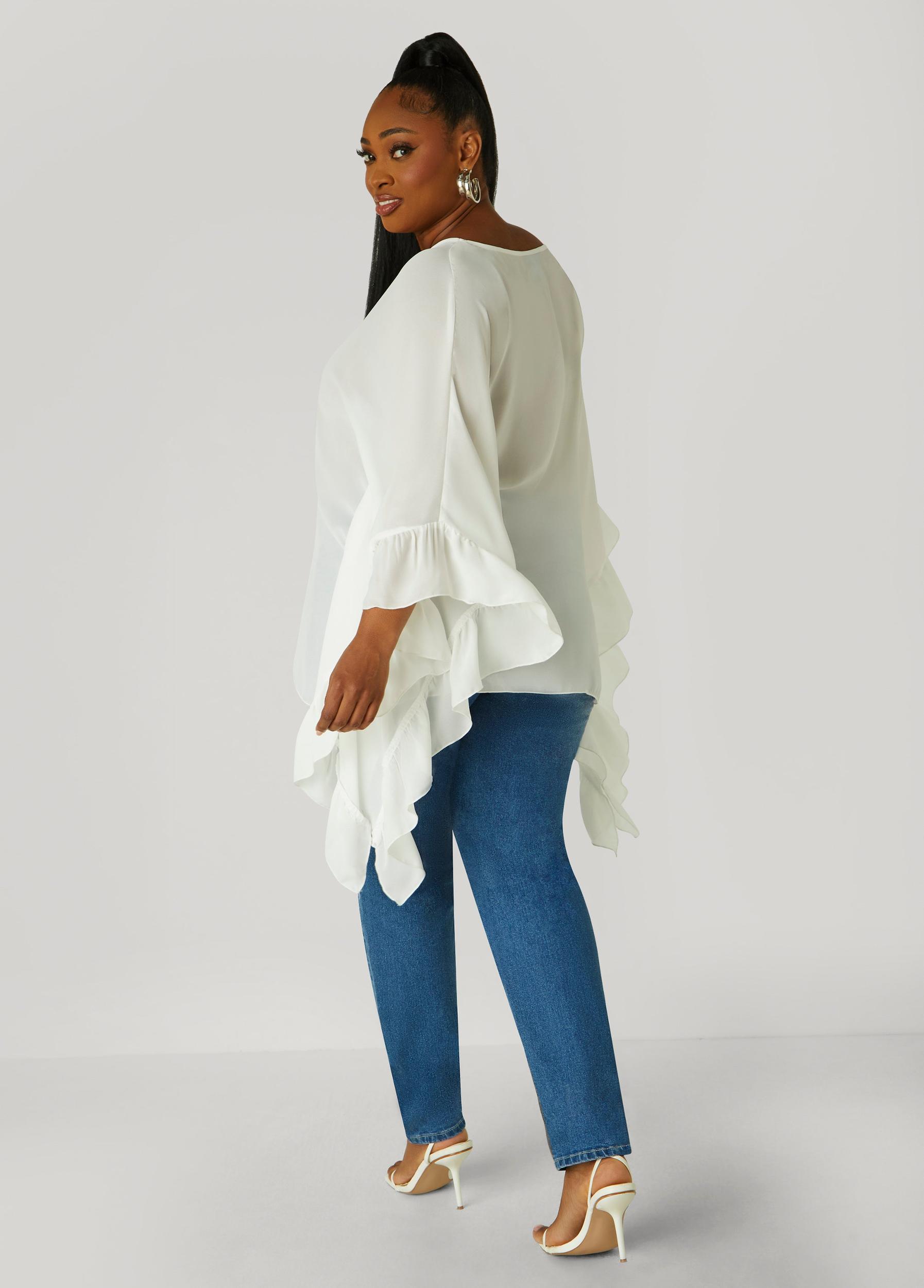 Plus Size Ruffled Crepe Blouse Ashley Stewart Product Image