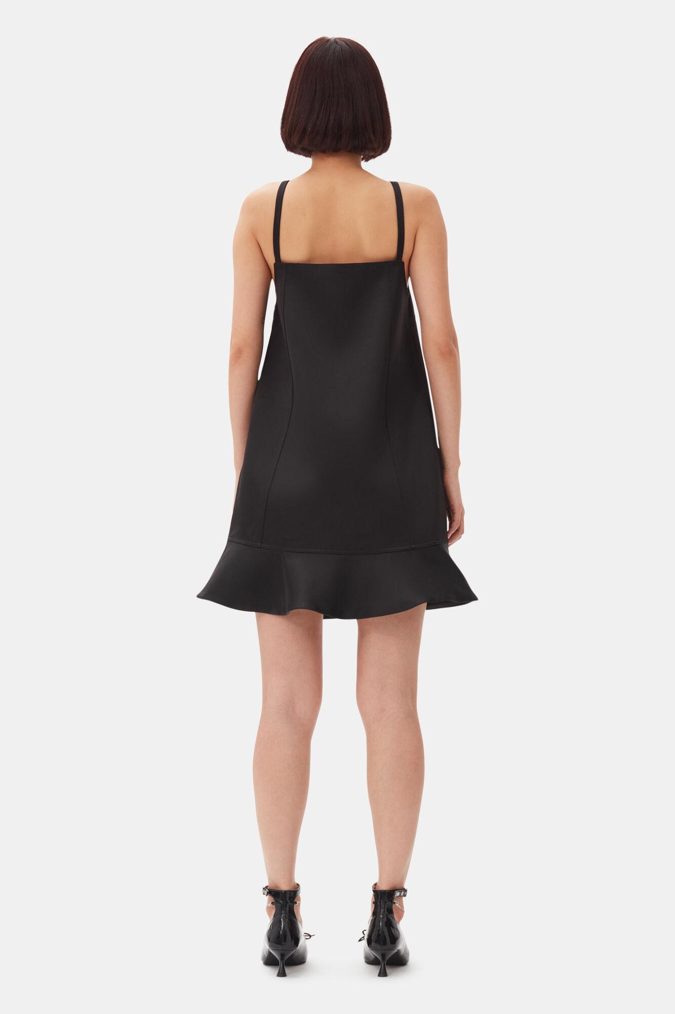 Black Duchesse Satin Mini Dress Product Image