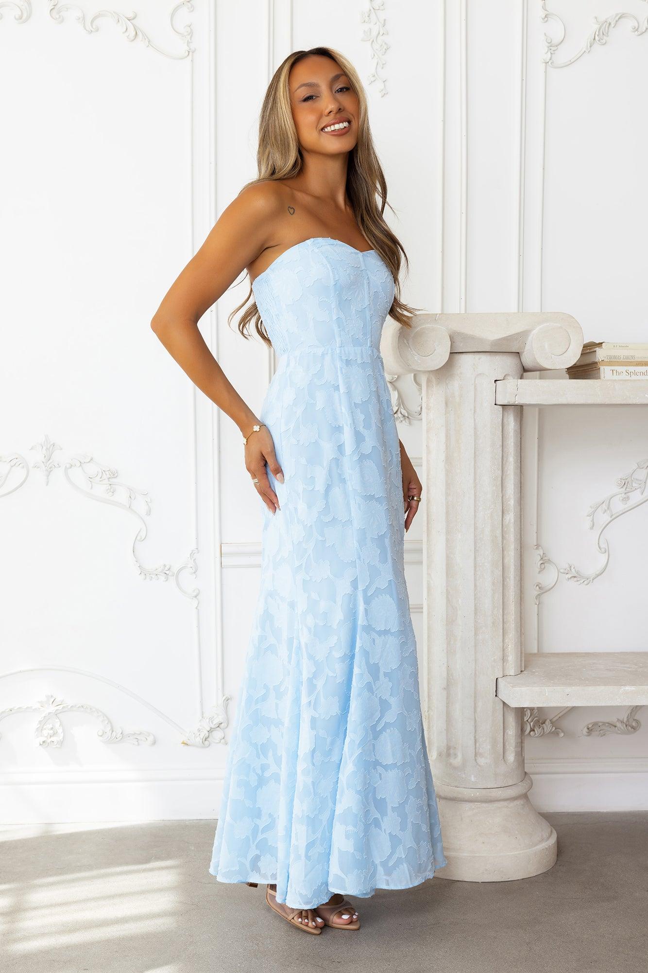 Sea Kissed Strapless Maxi Dress Blue Product Image