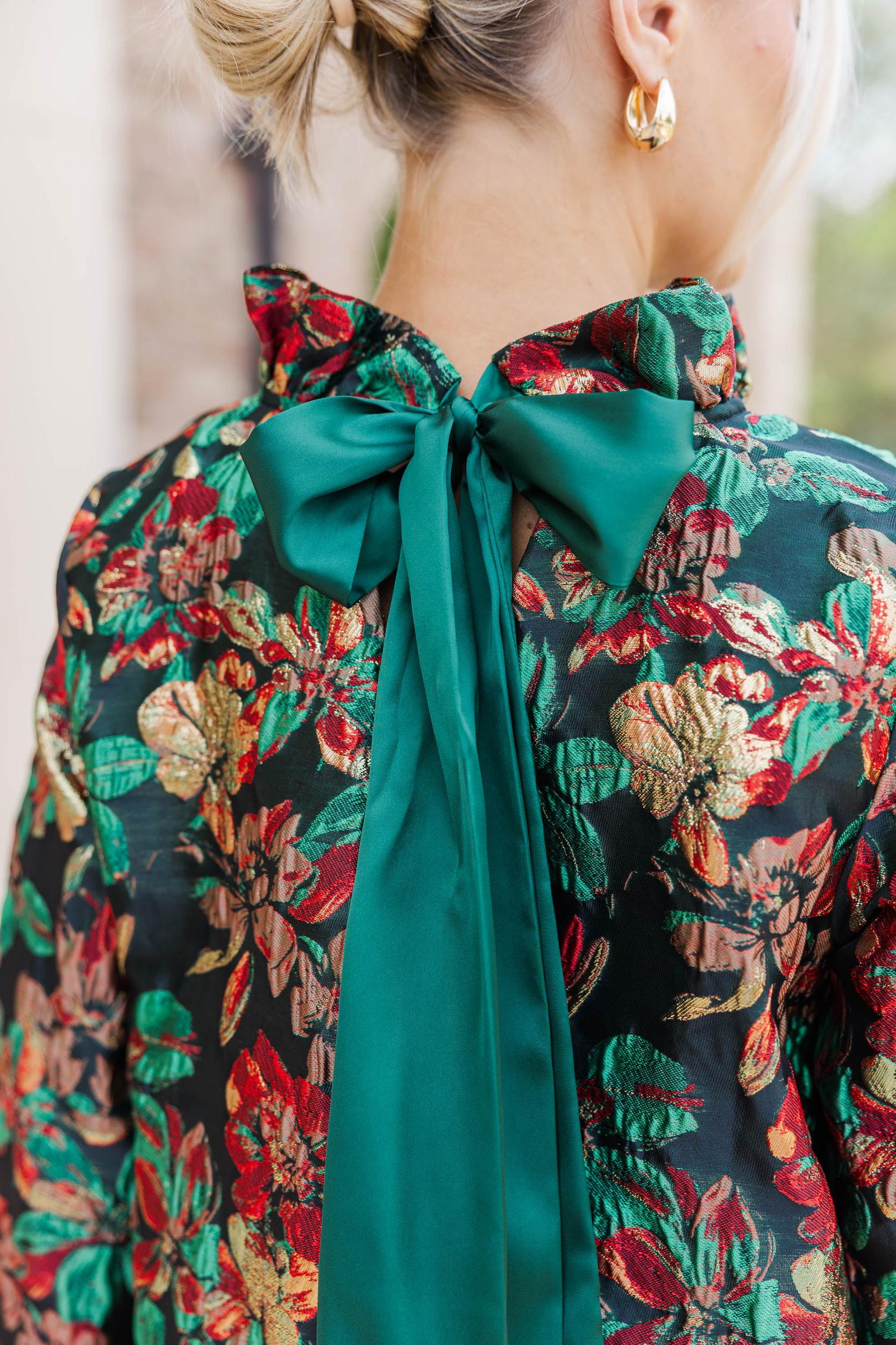 This Is It Emerald Green Floral Blouse Female Product Image
