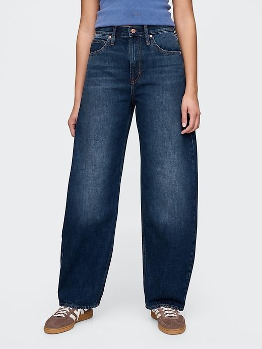 High Rise Cuffed Barrel Jeans Product Image