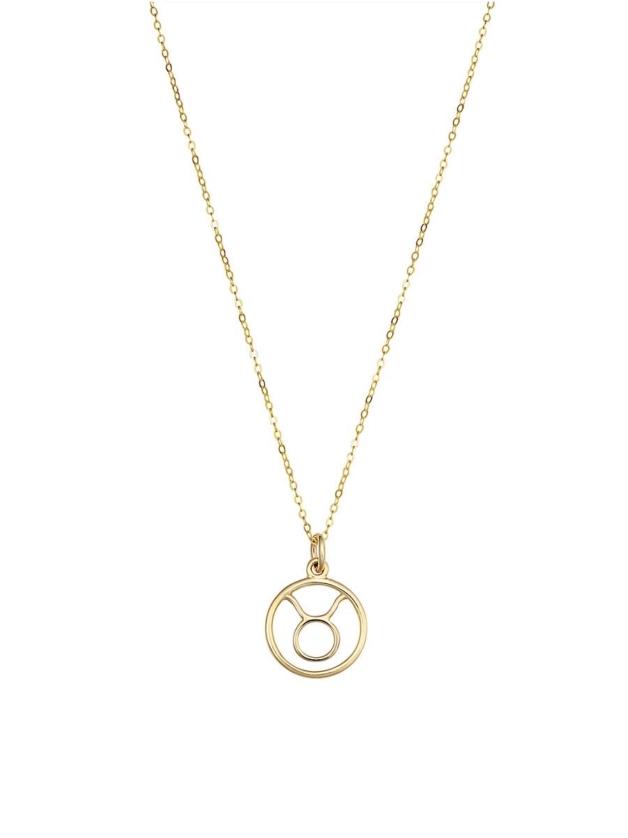 Womens 14K Yellow Solid Gold Zodiac Pendant Necklace Product Image