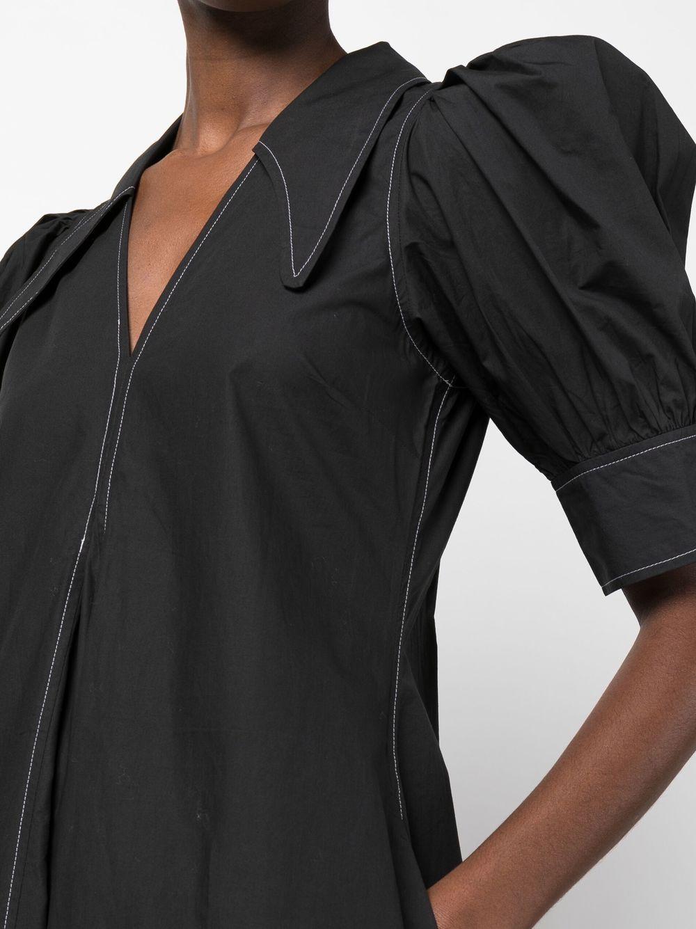 puff-sleeved box-pleat dress Product Image