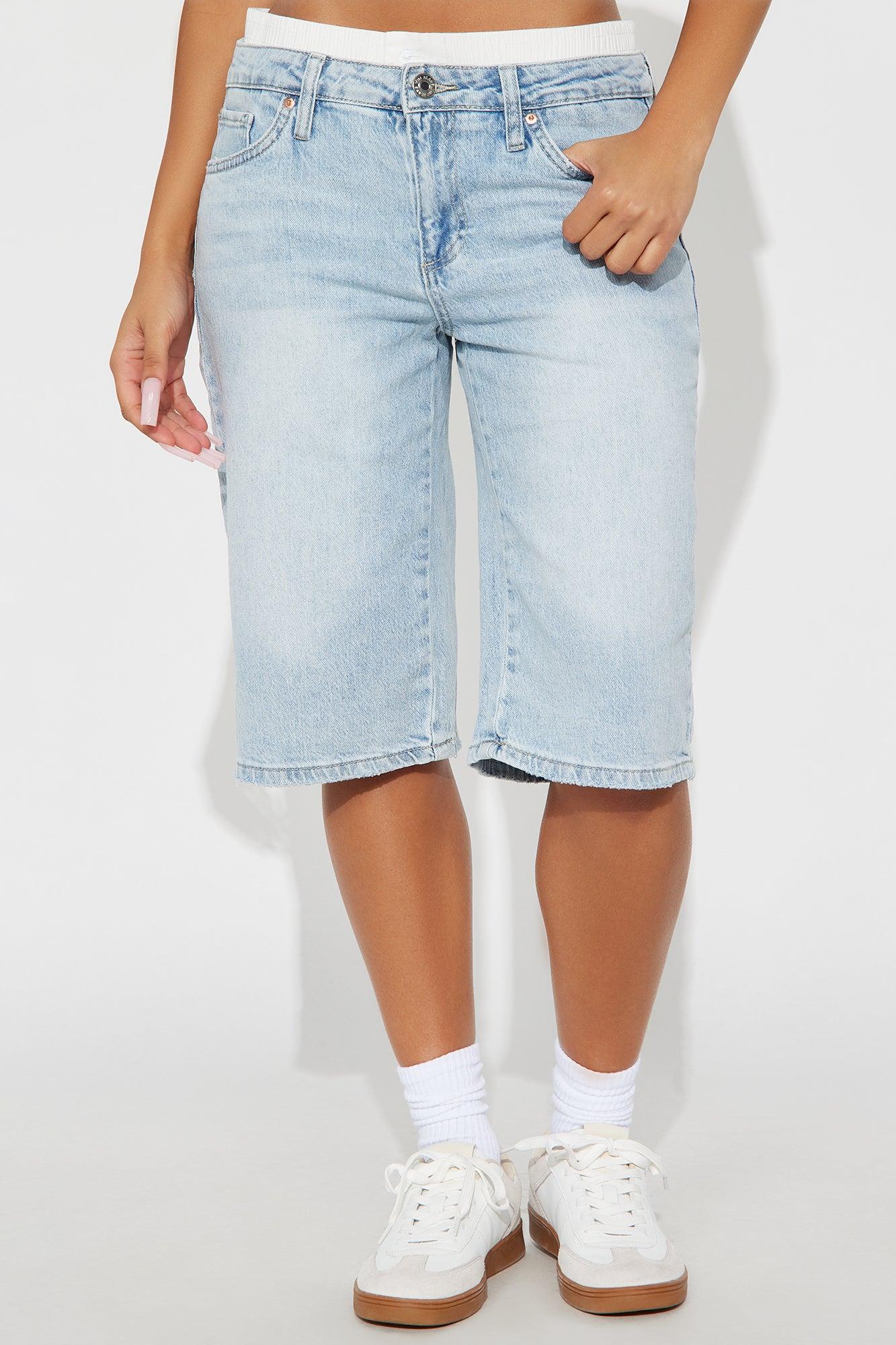 Lizzy Mid Rise Denim Bermudas - Light Wash Female Product Image