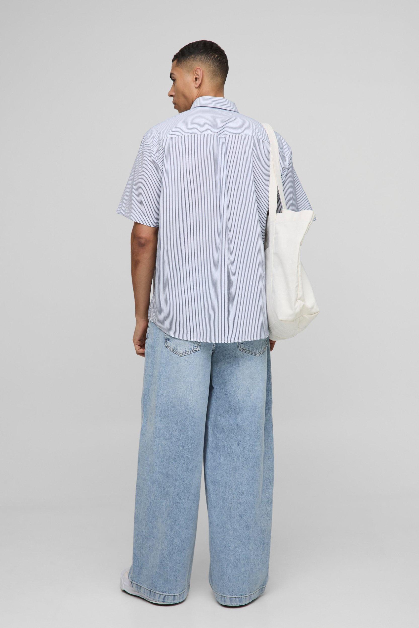 Parachute Baggy Blue Washed Jeans | boohooMAN USA Product Image