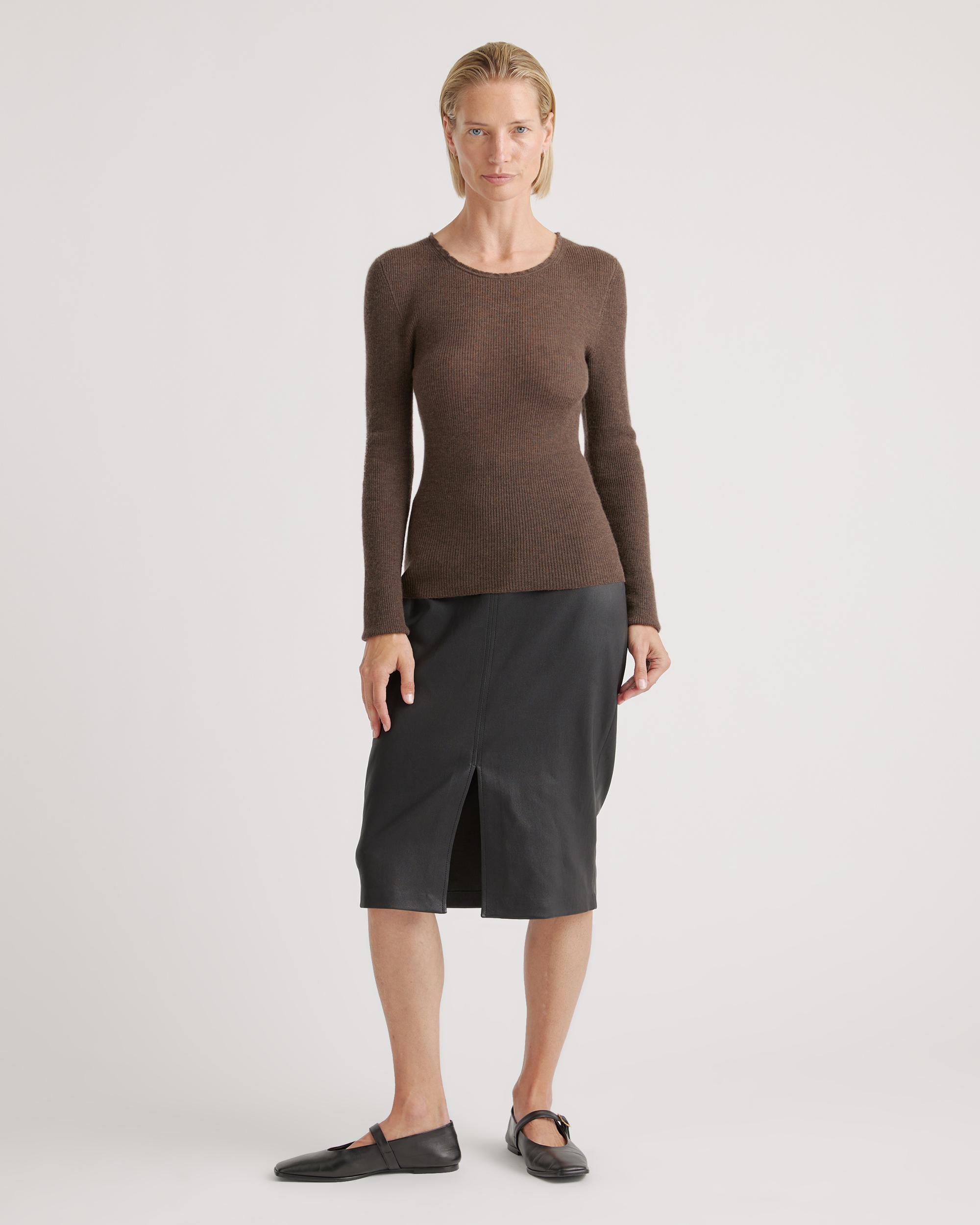 Quince | Women's Featherweight Cashmere Ribbed Crewneck Sweater Size XS Product Image