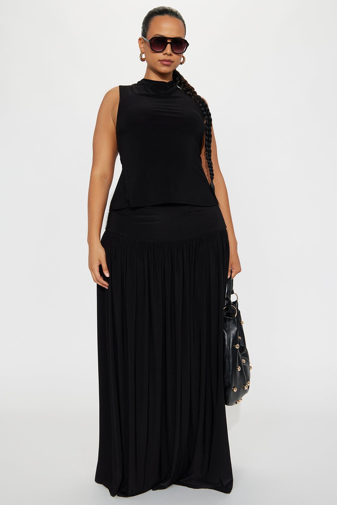 Marnie Tiered Drop Waist Maxi Skirt - Black Female Product Image