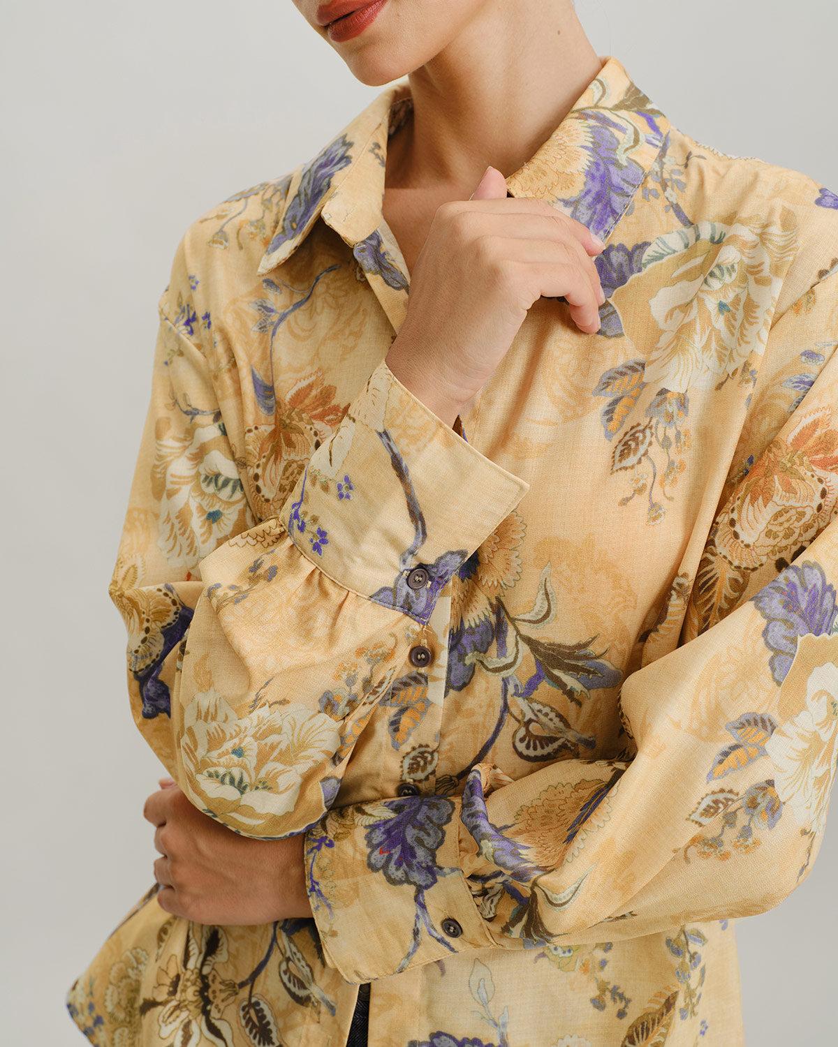 Yellow Floral Loose Shirt Product Image