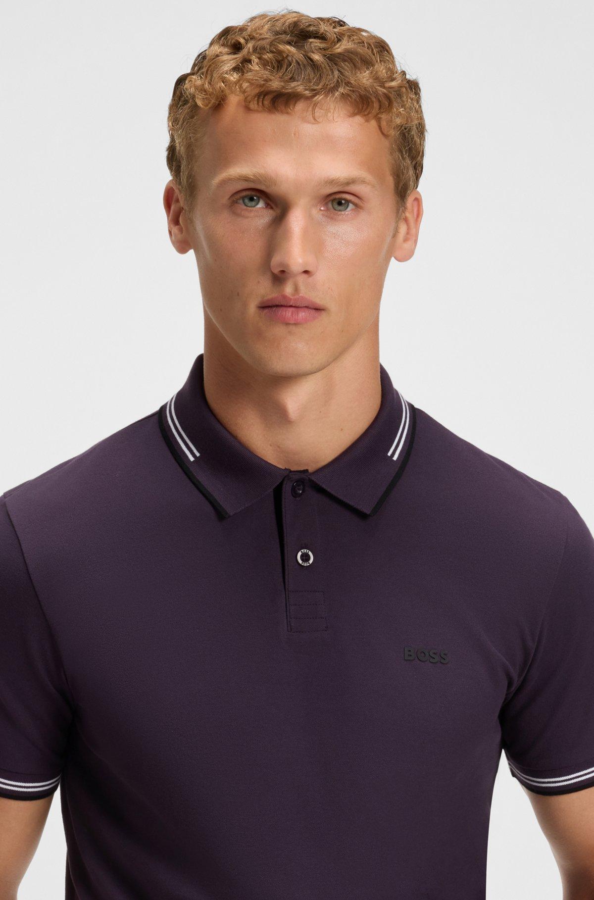 Cotton polo shirt with herringbone structure Product Image