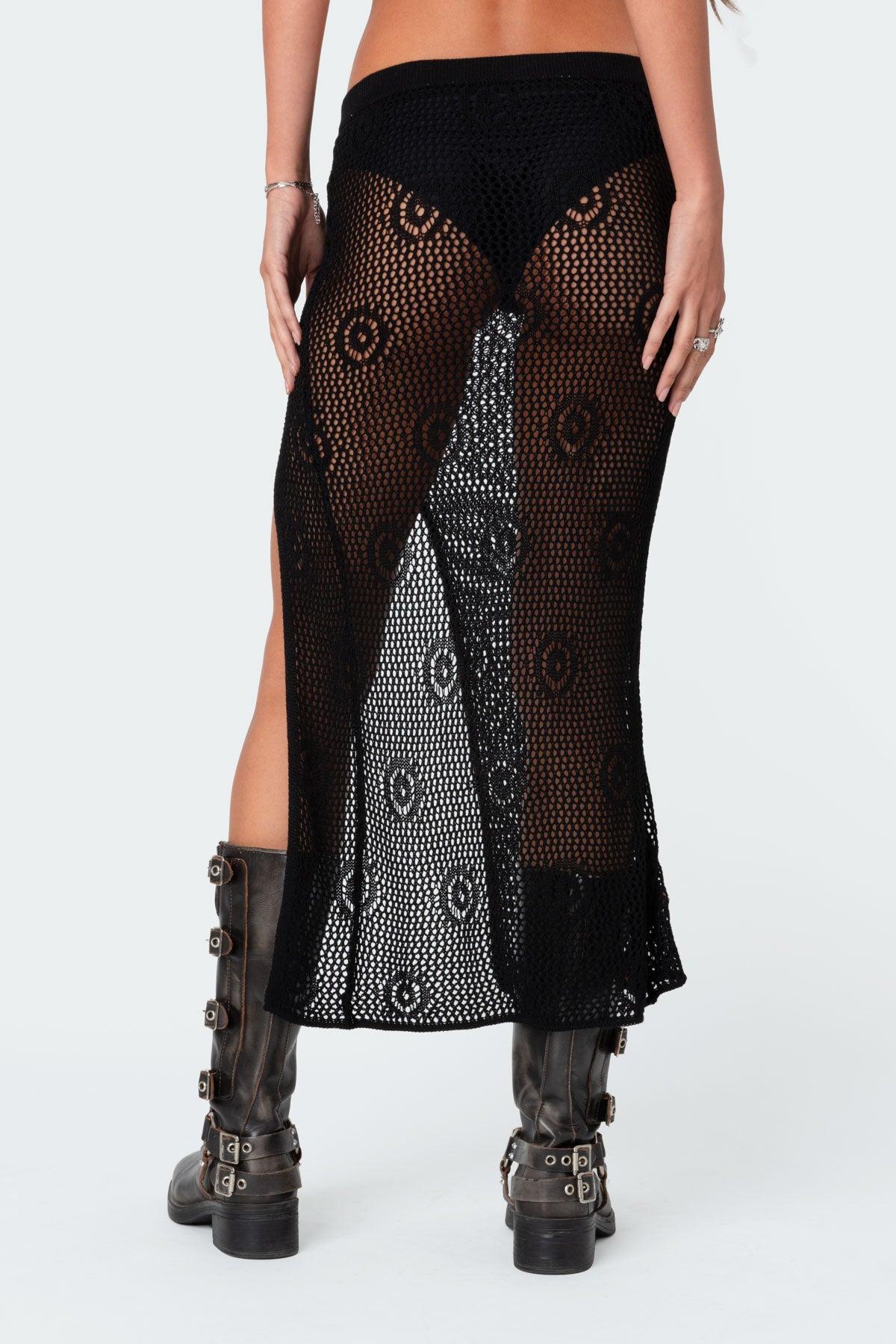 Monica Crochet Slitted Midi Skirt Product Image