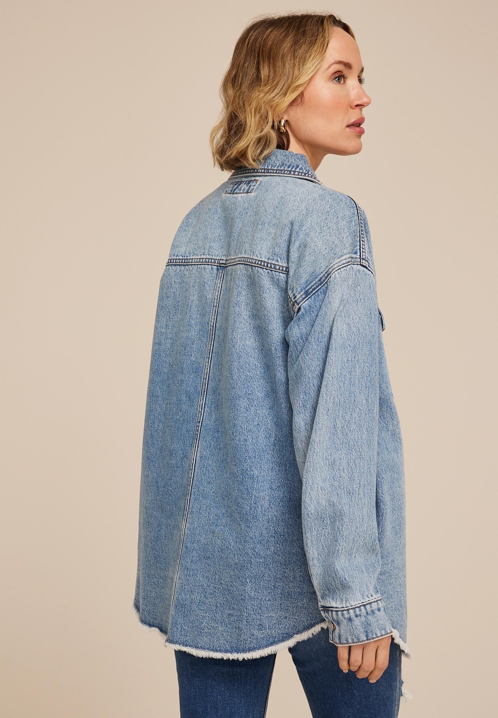 Maurices Womens Raw Hem Denim Shacket Product Image