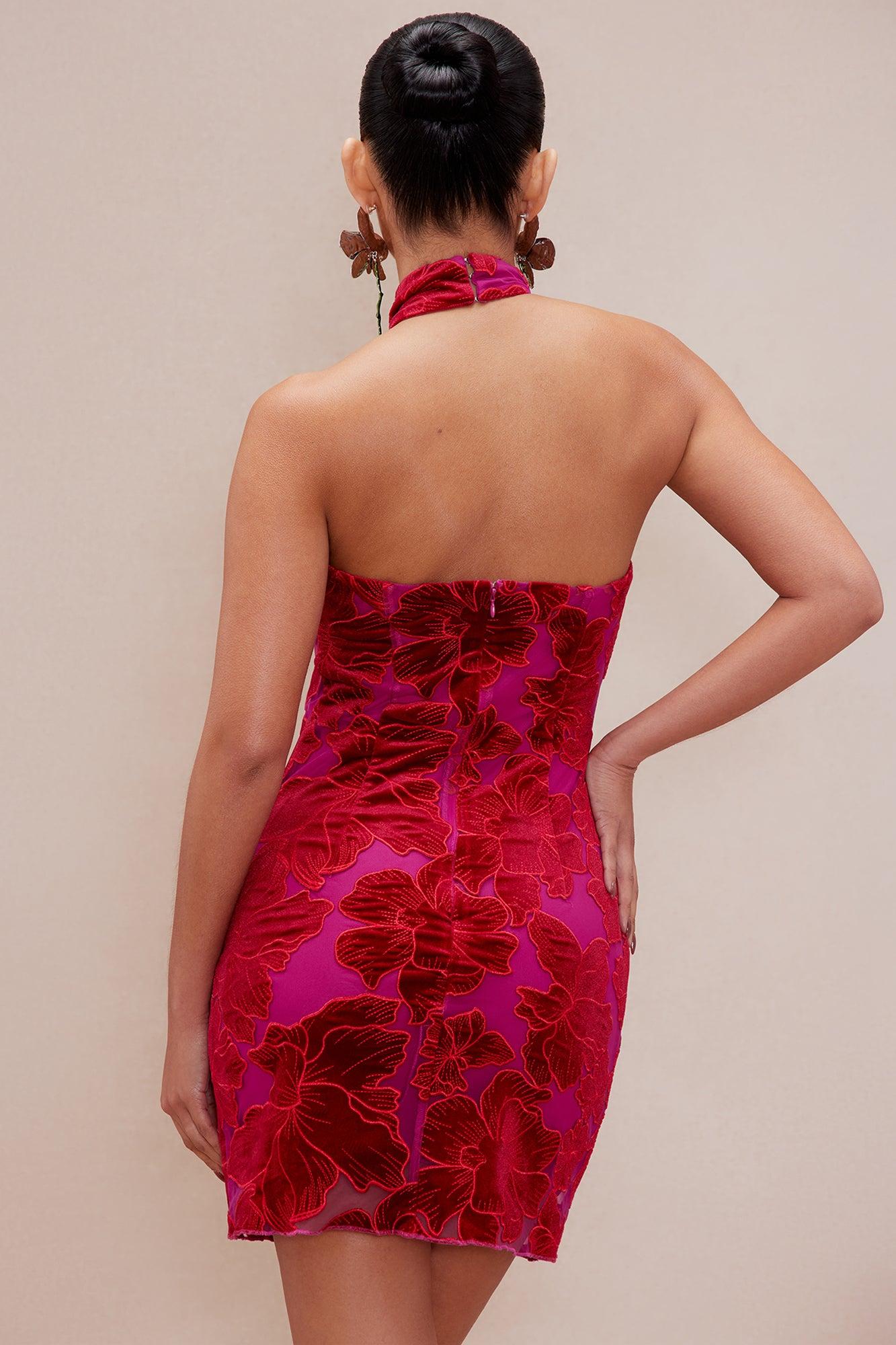 Freya Embroidered Mini Dress - Red Product Image