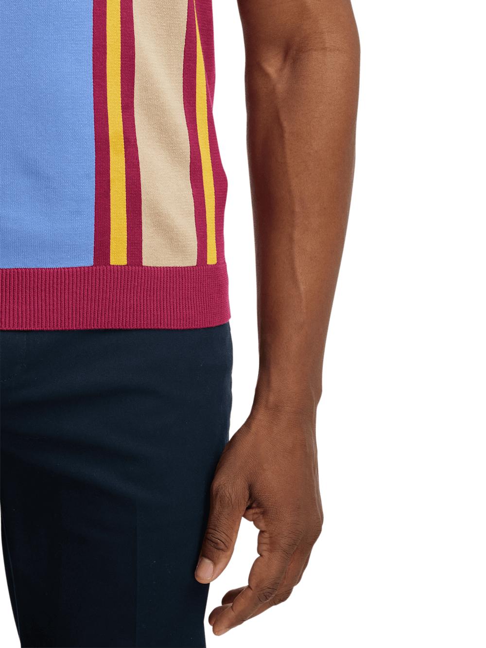 Cotton V-neck Polo - Burgundy Product Image